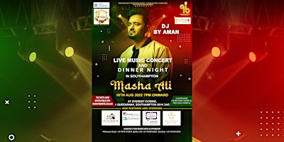 Live Music Concert & Dinner Dance Night With Masha Ali  (10th Aug 2022)