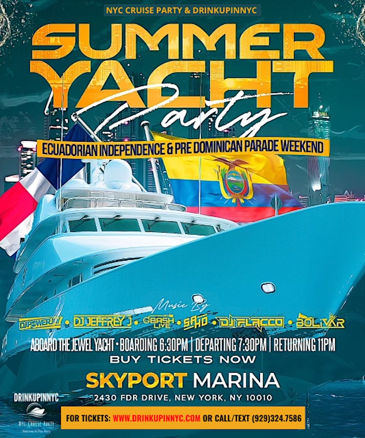 Summer Sunset Yacht Party - Ecuadorian & Dominican Weekend Celebration image