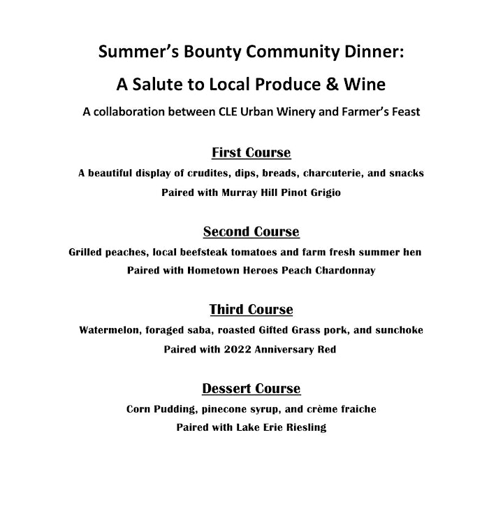 Summer's Bounty Community Dinner: A Salute to Local Produce & Wine image