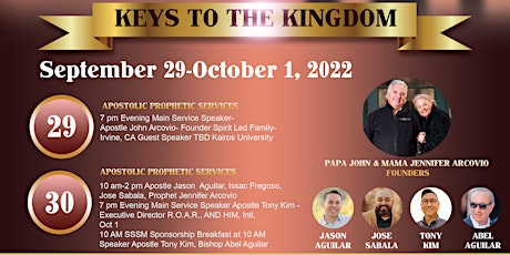 25th Annual Eagles Summit  Sept 29-Oct 1, 2022  "Keys To The Kingdom."