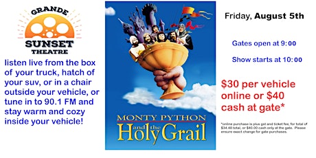 Monty Python & The Holy Grail! - Friday, Auust. 5th -Grande Sunset Theatre primary image