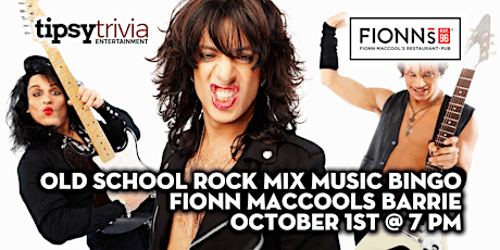 Tipsy Trivia's Old School Rock Music Bingo - Oct 1st 8pm - Fionn MacCool's