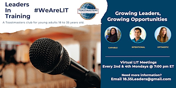 L.I.T. (Leaders In Training), Toastmasters Information Session