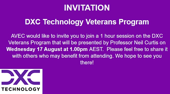 AVEC Speaker Series: DXC Technology Veterans Program image
