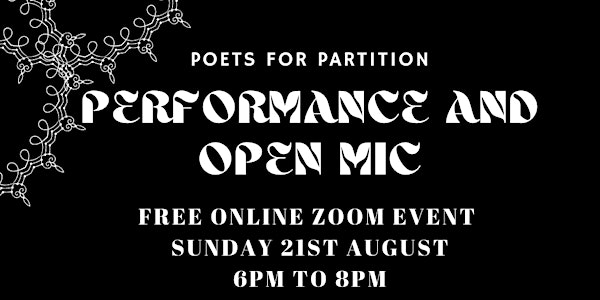 Poets for Partition - Online performance and open mic