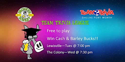 Live Team Trivia League at Drunken Donkey The Colony