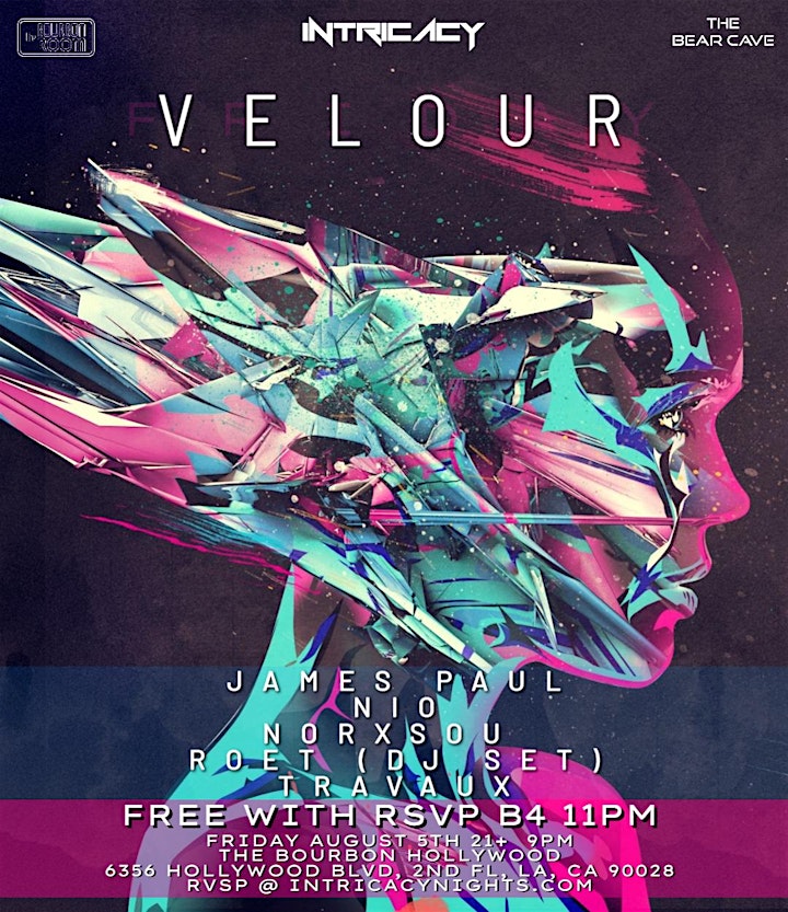 Velour Friday @ Bourbon Hollywood -FREE with RSVP before 11pm August 5th image