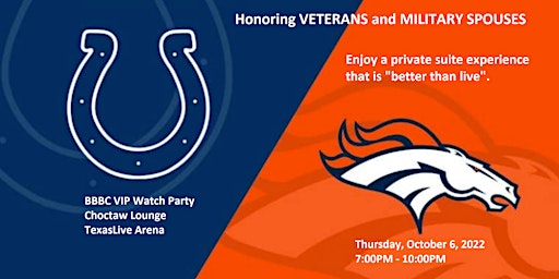 Colts vs. Broncos BBBC VIP Watch Party