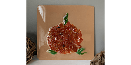 Resin Crushed Glass Pumpkin on Tile Paint & Sip Wine Art Class Canal Fulton