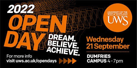 UWS Undergraduate Open Day 2022 - Dumfries Campus primary image