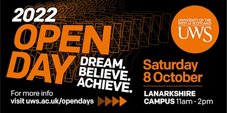 UWS Undergraduate Open Day 2022 - Lanarkshire Campus primary image