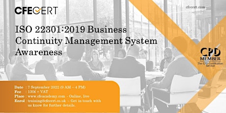 ISO 22301:2019 Business Continuity Management System Awareness -  ₤130
