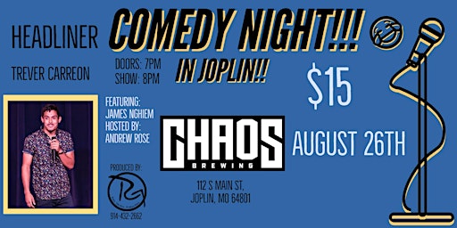 August Comedy show at Chaos Brewing Co.