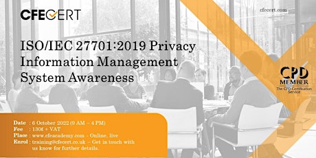 ISO/IEC 27701:2019 Privacy Information Management System Awareness -  ₤130