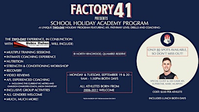 School Holiday Academy Program- Factory 41 & Robin Nahas Football Program