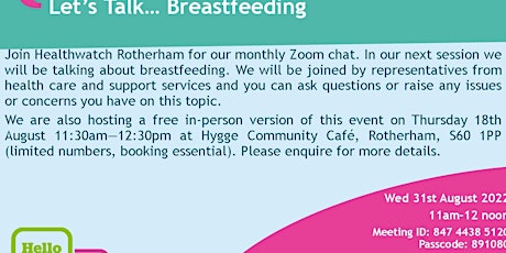 Let's Talk Breastfeeding - ONLINE ZOOM EVENT
