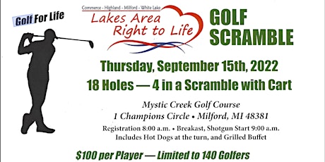 Lakes Area Right to Life Golf For Life Golf Scrambler