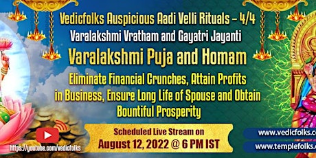 Auspicious Aadi Velli Rituals 4th Week-Varalakshmi Puja and Homam