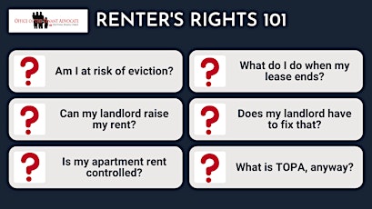 Office of the Tenant Advocate August Renter's Rights 101 Virtual Training