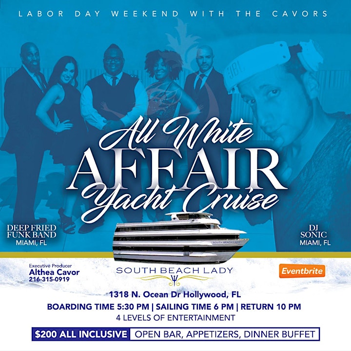 South Beach Lady Yacht All White Affair Labor Day  Sunday All Inclusive image