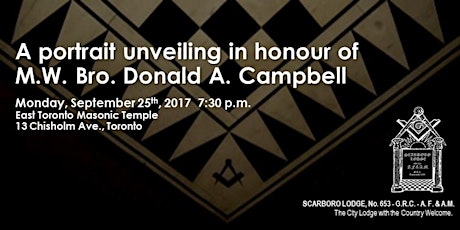 A portrait unveiling in honour of M.W. Bro. Donald A. Campbell primary image