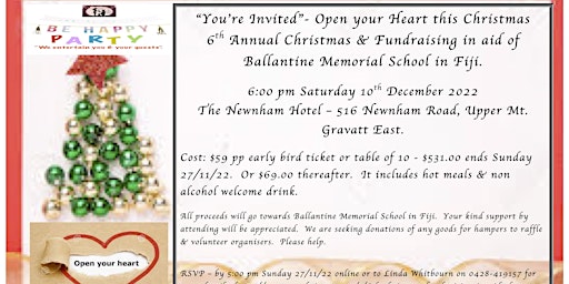 6th Christmas & Fundraising in aid of Ballantine Memorial School in Fiji