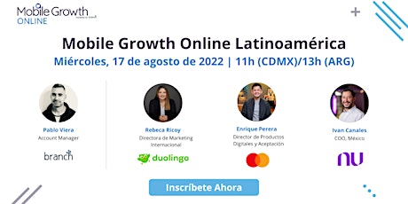 Imagem principal do evento Mobile Growth Online Latinoamérica - con Duolingo, Mastercard y Nubank