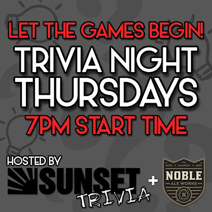 Thursday Night Trivia with Sunset Trivia image