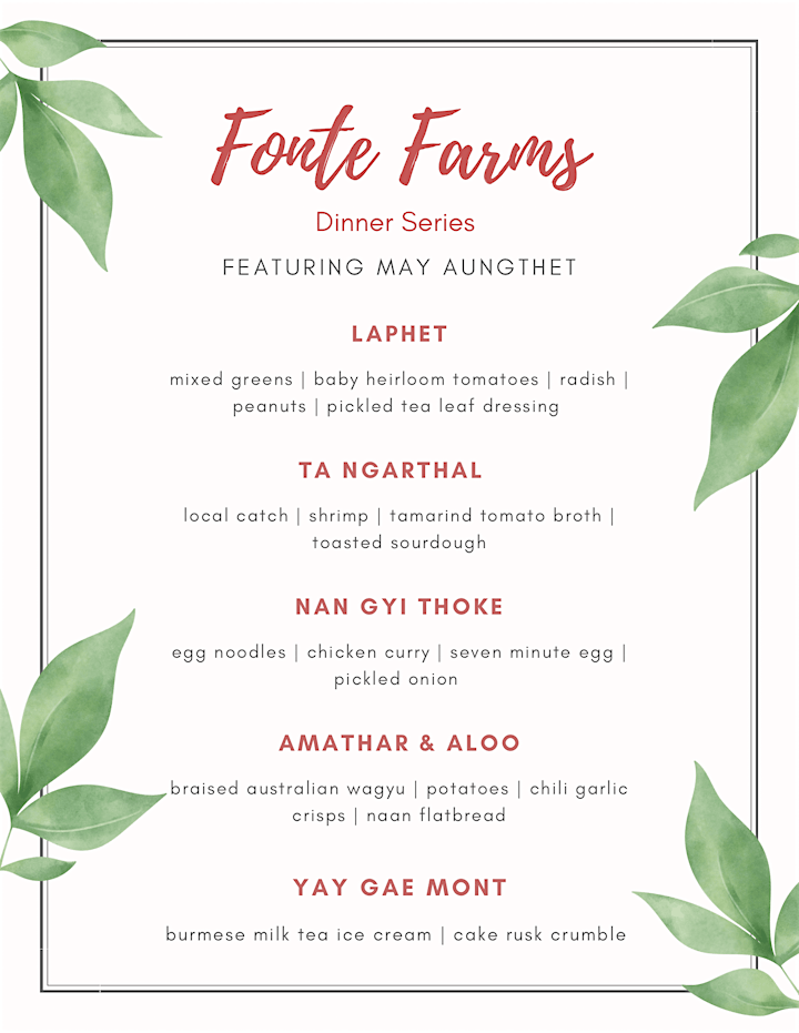 Fonte Farms Dinner Series with Burmese Chef, May Aungthet image