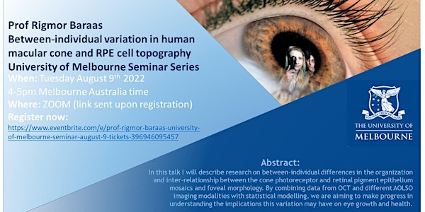 Prof Rigmor Baraas / University of Melbourne Seminar / August 9