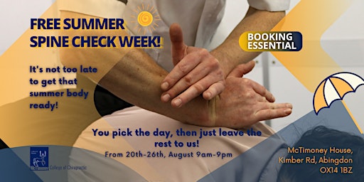 Free  Summer Spine Check, from 20th to 26th of August