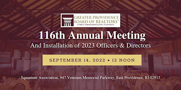 GPBOR 116th Annual Meeting & Installation of 2023