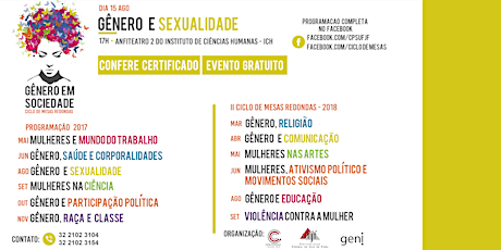 Imagem principal do evento Gênero e Sexualidade - Ciclo de Mesas Redondas Gênero em Sociedade CPS|UFJF