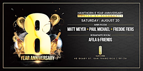 Hawthorn 8 Year Anniversary w/ Resonance