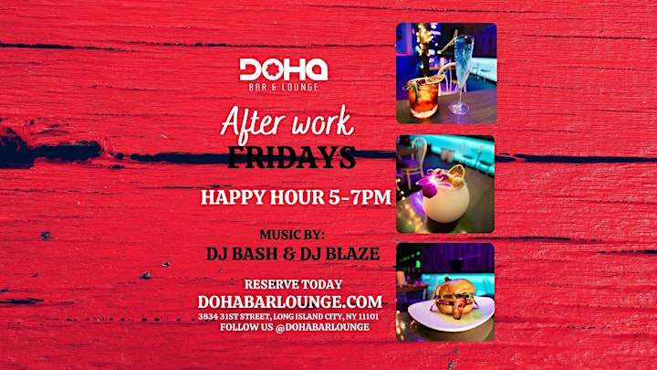 Friday Happy Hour Party NYC  at Doha Bar Lounge in Long Island City, Queens image