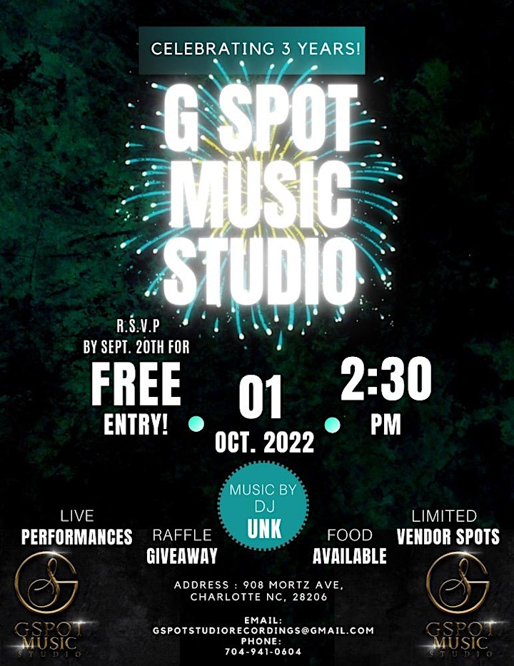 G Spot Music Studio Anniversary Party! image