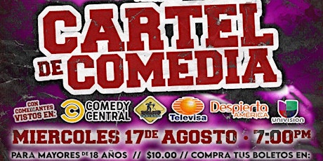 "Cartel de Comedia" en el Mic Drop Comedy Club, 17 de Agosto