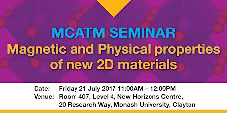 MCATM Seminar: A/Prof. Changgu Lee - Magnetic and Physical properties of new 2D Materials primary image