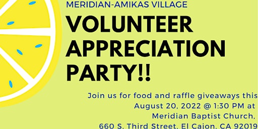 Amikas-Meridian Village Volunteer Appreciation Event