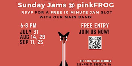 Random Strangers Jam - Free NYC Jam Sessions Select Sundays at pinkFROG