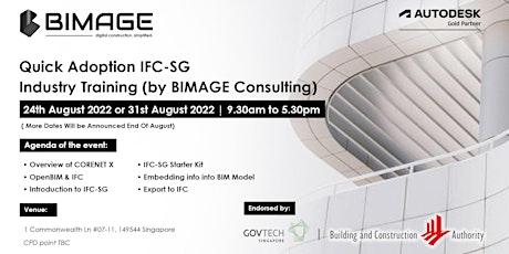 Quick Adoption IFC-SG Industry Training (by BIMAGE Consulting) 31st August