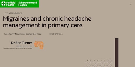 LIVE ATTENDANCE: Migraines and chronic headache management in primary care