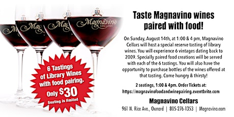 6 Tasting of Magnavino wines paired with food! primary image