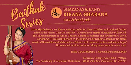 Baithak Series: Kirana Gharana with Srivani Jade