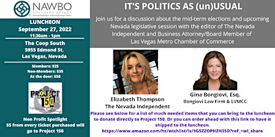 NAWBO Southern Nevada – September Lunch Meeting, It’s Politics as (un)Usual