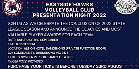 Eastside Hawks Volleyball Club Presentation Night 2022