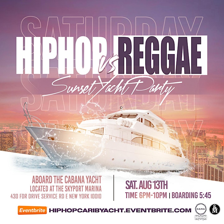 NYC Yacht Party Hip Hop vs Caribbean Saturday August 13th Simmsmovement image