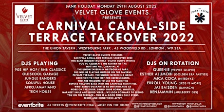 Velvet Glove Carnival Canal-Side Terrace Takeover 2022 Bank Holiday Monday