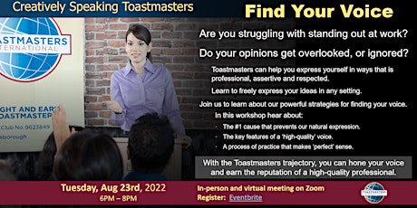 Workshop hosted by Creatively Speaking Toastmasters - Find Your Voice