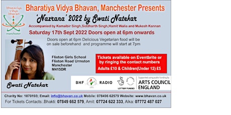 Bharatiya Vidya Bhavan Manchester presents NAZRANA 2022 by Swati Natekar